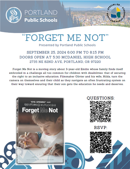 Forget me not will be screening at McDaniel High School on Wednesday September 25 at 6 pm